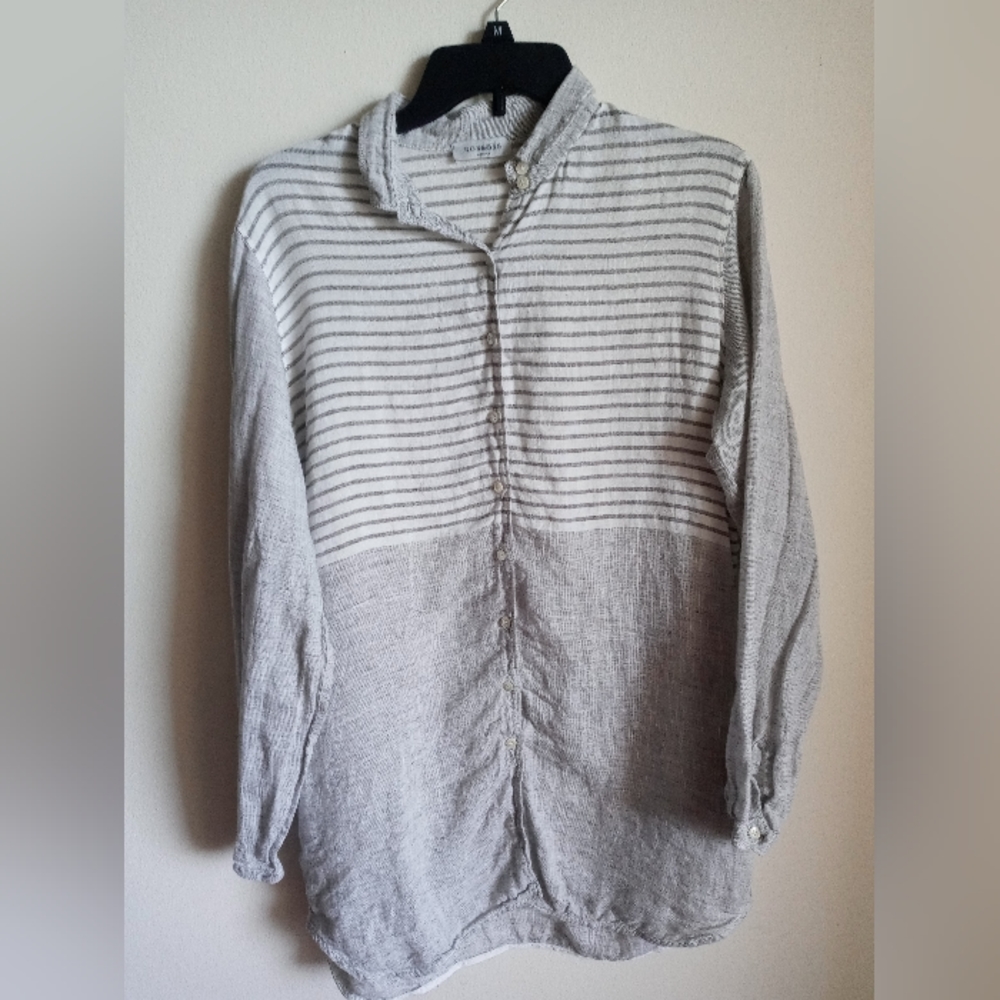 Rosso35 linen Shirt Dress Tunic Button Top